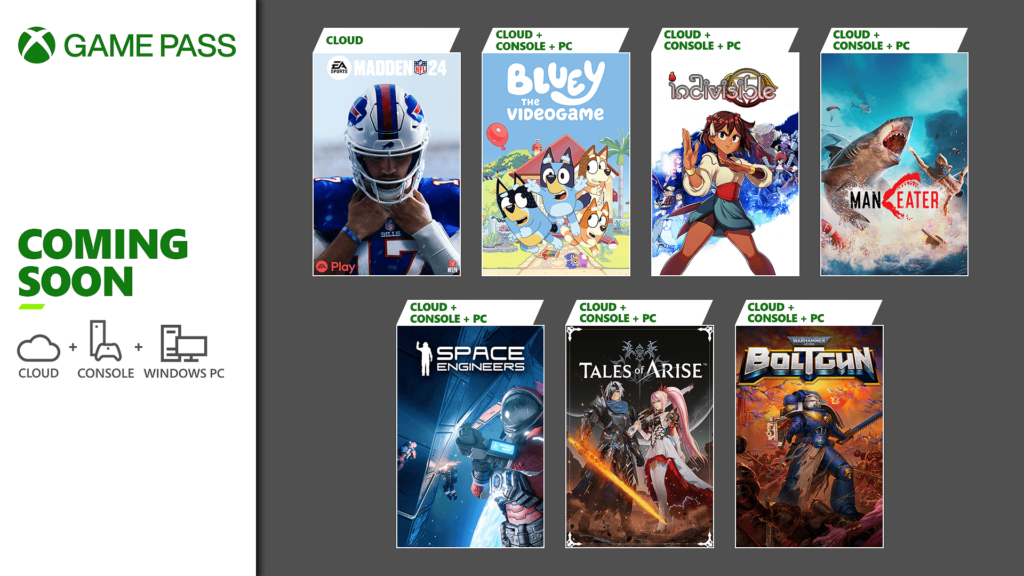 Coming to Xbox Game Pass: Bluey: The Videogame, Tales of Arise, Warhammer 40,000: Boltgun, and More